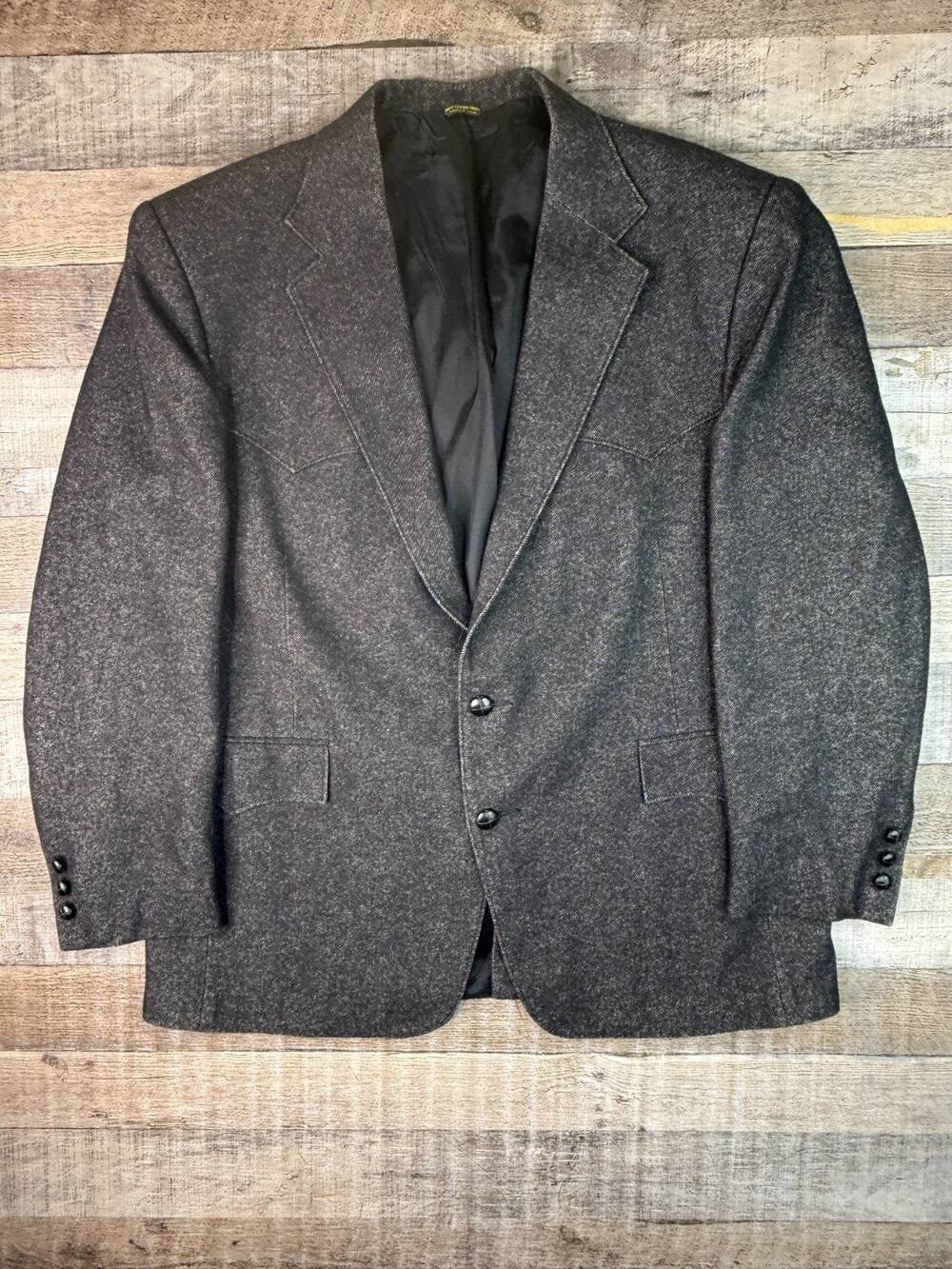 Vintage Pagano West Mens Two-Button Blazer Size 46R Gray Western Made USA